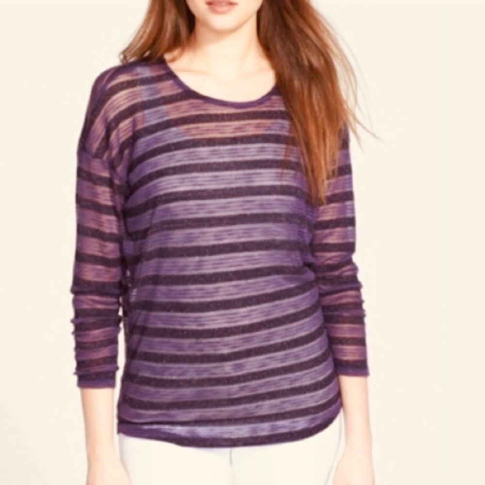 BOBEAU Maroon Striped Dolman Sleeve Sweater